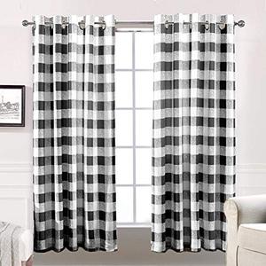 DriftAway Buffalo Plaid Blackout Curtains Black and White Farmhouse Double Layer Thermal Insulated Checkered Gingham Grommet Drapes for Living Room Bedroom 2 Panels Each 52W x 63L Black