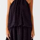 Womens Summer Casual Chiffon Halter Open Back Sun Dress Cute Y2k Going Out Sleeveless Tie Flowy Mini Sundresses (Black, S)