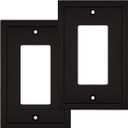 Modern Edge Decorative Wall Plate Switch Plate Outlet Cover, Durable Solid Zinc Alloy (Single Decorator 2PK, Matte Black)