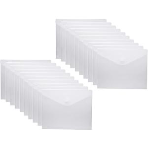 8.5 x 11 Clear Letter Sized Plastic Envelopes Document File Storage Holder 20 Pack Hook Loop Closure