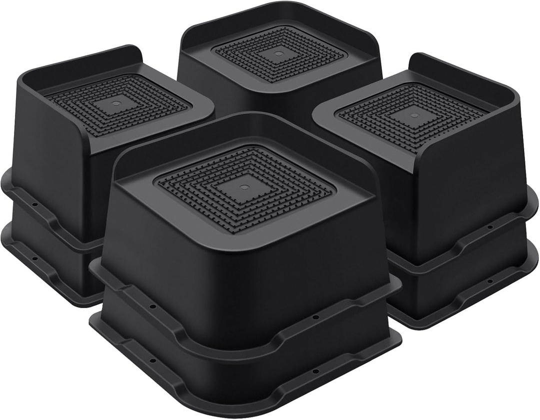 ANNKUT Bed Risers 3 Inch Heavy Duty, Furniture Risers for Bed Desk Table Sofa CouchOversized Bed Lifts Risers, Support up to 5000 Lbs(8 Pack Black)