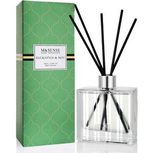 M&SENSE Eucalyptus & Spearmint Reed Diffuser Set - 7.04 fl oz with Sticks, Rich Fragrance & Refreshing Non-Toxic Scent for Home Bathroom Office Study Other Workspaces Needing Focus, Gifts for Women