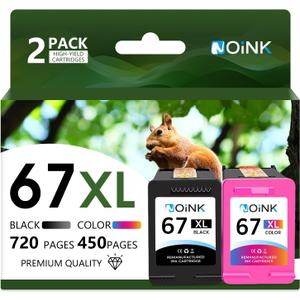 67XL Ink Cartridges Black and Color Combo Pack High Yield Replacement for HP 67XL,Compatible with HP DeskJet 4155e 2855e 2755e 2700 2700e 2800e 4100 4255e Envy 6010e 6020e Printers,1 Black 1 Tri-Color