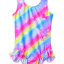Snowheart Girls Bathing Suit Toddler Swimsuit Girl Hawaiian Floral Ruffle One-Piece Breathable Swimwear 4-10T
