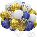 62pcs Gold Navy Blue Balloons Kit - 12 Inches Gold Blue Party Decoration Balloons for Graduation Baby Shower Birthday Party Decorations Favors