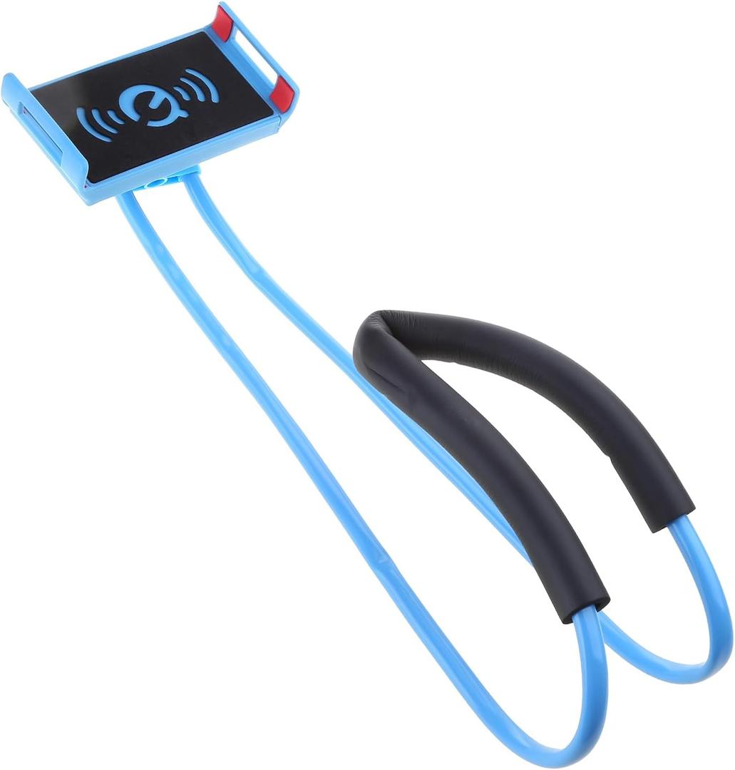 Cellphone Stand Hanging On Neck Upgraded Hands Mobilephone Holder Clip On Bed/Table Lazy Cellphone Mount (blue)