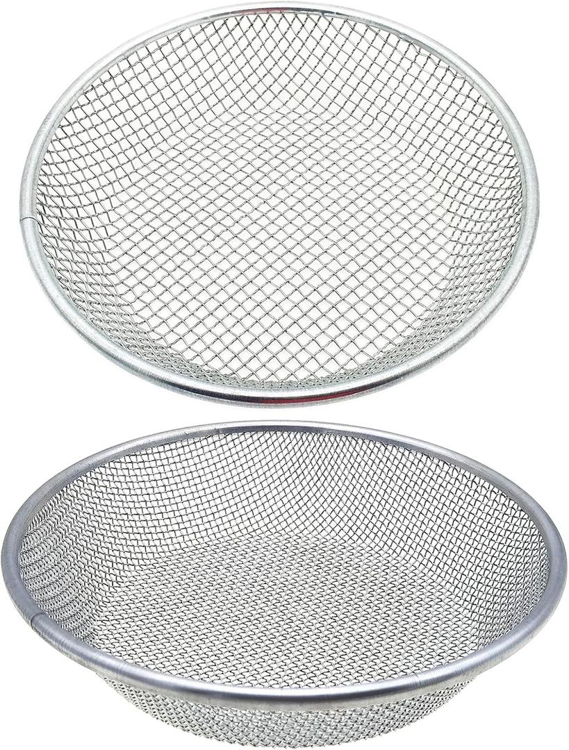 2PCS YUEBM Gardening Sand Soil Compost Sifter Perfect for 5 Gallon Bucket, 1/4 Inch Mesh, 1/8 Inch Mesh