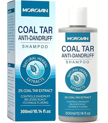 Morovan Coal Tar Dandruff Shampoo: 2% COAL TAR Extract for Severe Dandruff, Psoriasis & Itchy Scalp | Medicated Treatment for Seborrheic Dermatitis Effective Flake and Itch Control