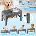 URPOWER Raised Dog Bowls 4 Height Adjustable Elevated Bowl Stand with Stainless Steel Water Bowl Non-Slip Dog Food Bowls Stand for Small Medium Large Dogs and Pets, Gray