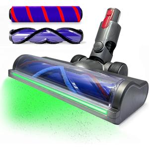 Upgrade Full-Area LED Green Light Direct Drive Brush Head for Dyson V7, V8, Cyclone V10, V11, V15 Cordless Vacuum Cleaners-Suitable for Carpets,Rugs,Hardwood Floor & Hidden Dirt