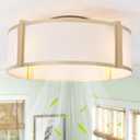 Zheshirui Gold Caged Ceiling Fan with Light, 20" Flush Mount Boho Ceiling Fans with Lights Remote Control, Fabric Bladeless Caged with 6 Speeds for Bedroom, Nursery, Living Room