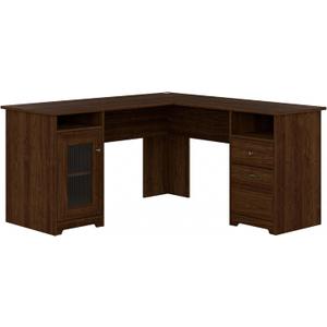 Bush Furniture Cabot 60W L Shaped Computer Desk with Storage in Modern Walnut, 60-inch Corner Table with Drawers for Home Office Workspace