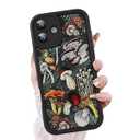 KANGHAR Case for iPhone 16 Plus Case, Cute Mushroom Art Design Soft TPU Shockproof Protective for Women Girls Slim Phone Cover-Black