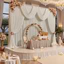 50ft x 15ft Beige Backdrop Curtains for Wedding Parties, 10 Panels Extra Long Wrinkle Free Fabric Drapes Photo Backdrop for Baby Shower Birthday Stage Reception Lobby Decoration