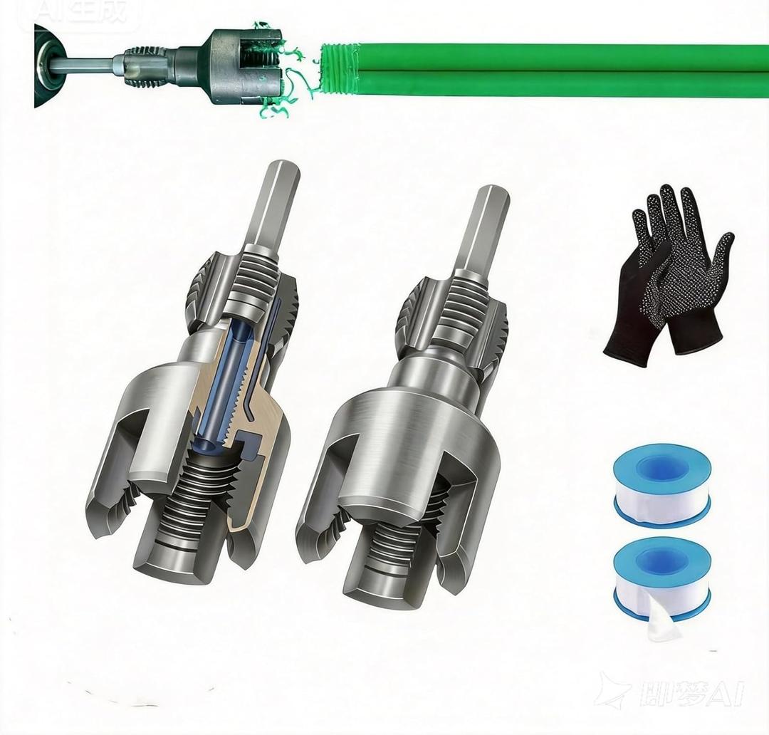 Integrated Internal And External Pipe Thread Tools, 1/2 And 3/4 Pipe Thread Cutting Tools For Industrial Maintenance And Diy Modification To Quickly Stop Leaks (4 points+6 points+PTFE tape+ of gloves)