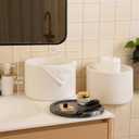 OIAHOMY Small Storage Baskets for Organizing,Closet Cube Shelf Storage, 9.89.87.1, Woven Cotton Rope Gift Baskets for Nursery,Cute Dog Toy bins, Round 3 Packs, White