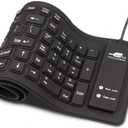 sungwoo Foldable Silicone Keyboard USB Wired Waterproof Rollup Keyboard for PC Notebook Laptop (All Black)