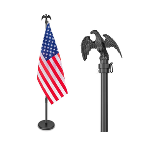 8 FT Indoor Flag Pole and Stand, Heavy Duty Indoor Flag Pole Kit with Weighted & Thickened Base, Eagle Topper, 3x5 FT American Flag, Adjustable Presidential Indoor Flagpole for Office School City Hall
