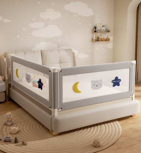 2 Piece Bed Rails for Queen Bed, No-Drill Needed Baby Bed Rail Guard for Toddlers with Height Adjustable, Thickened Child Safety Side Railing Guards/Bedrail for Kids, White/Grey, 60x78.7Inches, 2 Sides for Queen Size