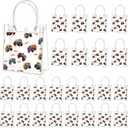 Tioncy 24pcs Truck Party Favor Bags Truck Gift Goodie Bags Car PVC Candy Treat Tote Clear Gift Bag with Handles for Kids Game Construction Racing Theme Birthday Party Supplies