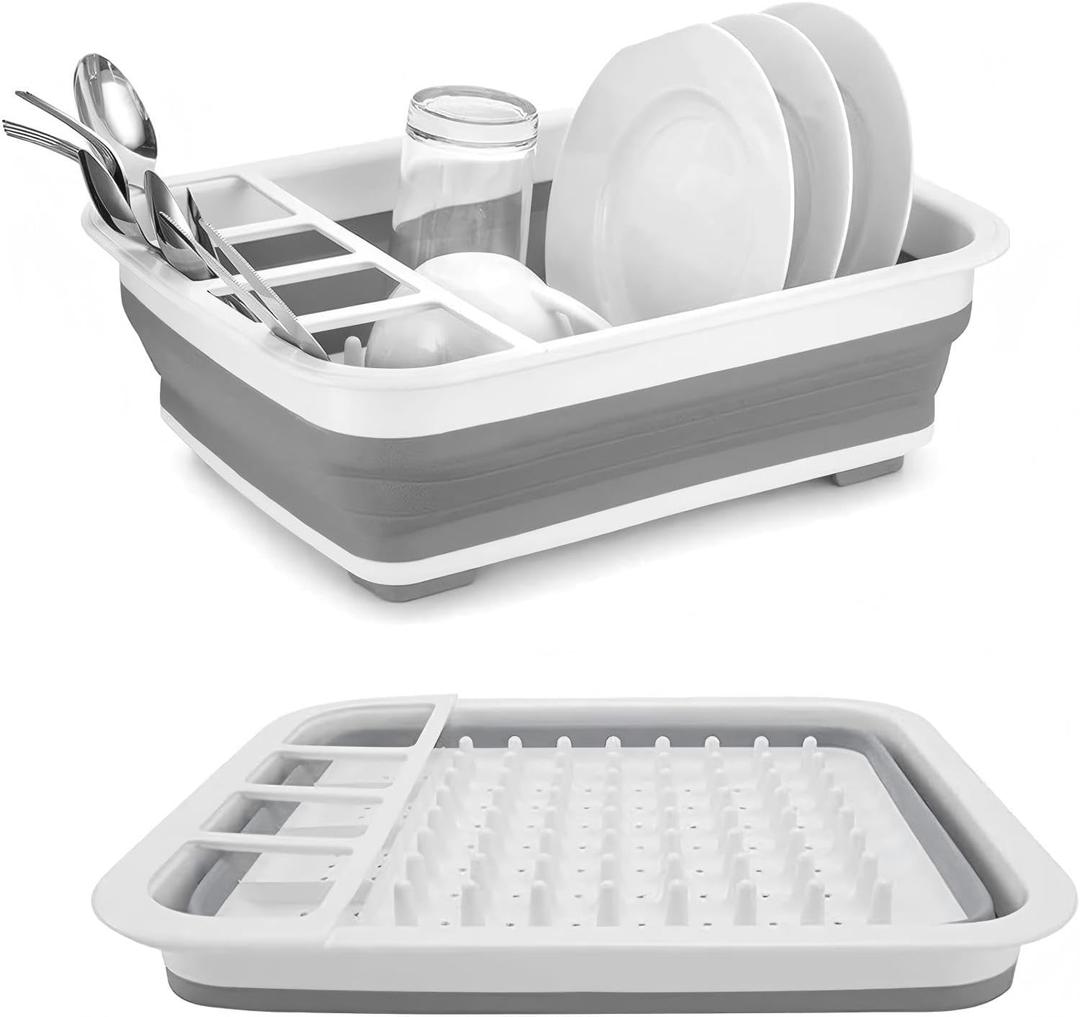 Sipobuy Collapsible Bowls, Plates, and Dishes Drainer, Portable Space-Saving Dish Rack for Kitchen, RV, Campers, and Travel Trailers