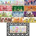 Nuanchu Seasonal Door Mat Interchangeable Doormat Inserts Entrance Welcome Mats 22 x 10 Inches Non Slip Mats Gifts for Front Door Irish Easter Spring Decoration (No Frame)(Gnomes)