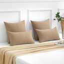 FUTEI Brown Decorative Throw Pillow Covers 20x20 Inch Set of 2,Soft Chenille Triangle Check Pattern Cushion Case,Modern Home Decor for Couch Bed Living Room