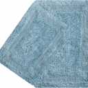 Ramanta Home 2 Piece Cotton Bath Mat Set - Spa Blue, Super Soft Rversible Absorbent, Machine Washable Luxury Bath Rug Set of 2 for Bathroom, Shower, Kitchen, Entryway Rugs - 21x34 & 17x24 Inch (21x34 & 17x24 Inches)