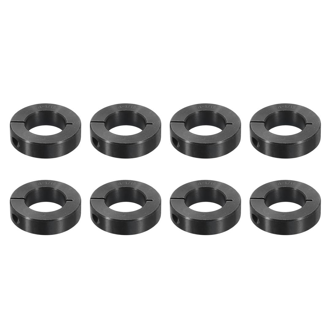uxcell 8pcs Single Split Shaft Collar 1-1/16" Bore One-Piece Clamping Collar, 1-7/8" OD, 1/2" Thickness, Black Oxide Steel Set Screw Lock Collar Clamp