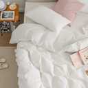 Cottonight White Comforter Set King Bedding Comforter Set Plain Solid Color Blanket Quilts Soft Breathable Pure White Bedding Set for Women Men Hotel Quality King Bed