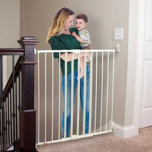 Toddleroo by North States - Tall Easy Swing & Lock Baby Gate Series 2: Hardware Mounted Metal Safety Gate for Stairs & Doorways - Adjustable 28.68 to 47.85 Inches Wide - 36 Inches Tall - Ivory