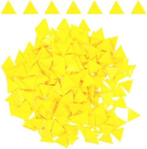 200 Pieces Yellow Mosaic Tiles, Opaque Triangle Mosaic Tiles for Crafts Bulk, Stained Small Acrylic Tiles for Mosaic Projects Supplies Home Decorations (15 x 15 mm)