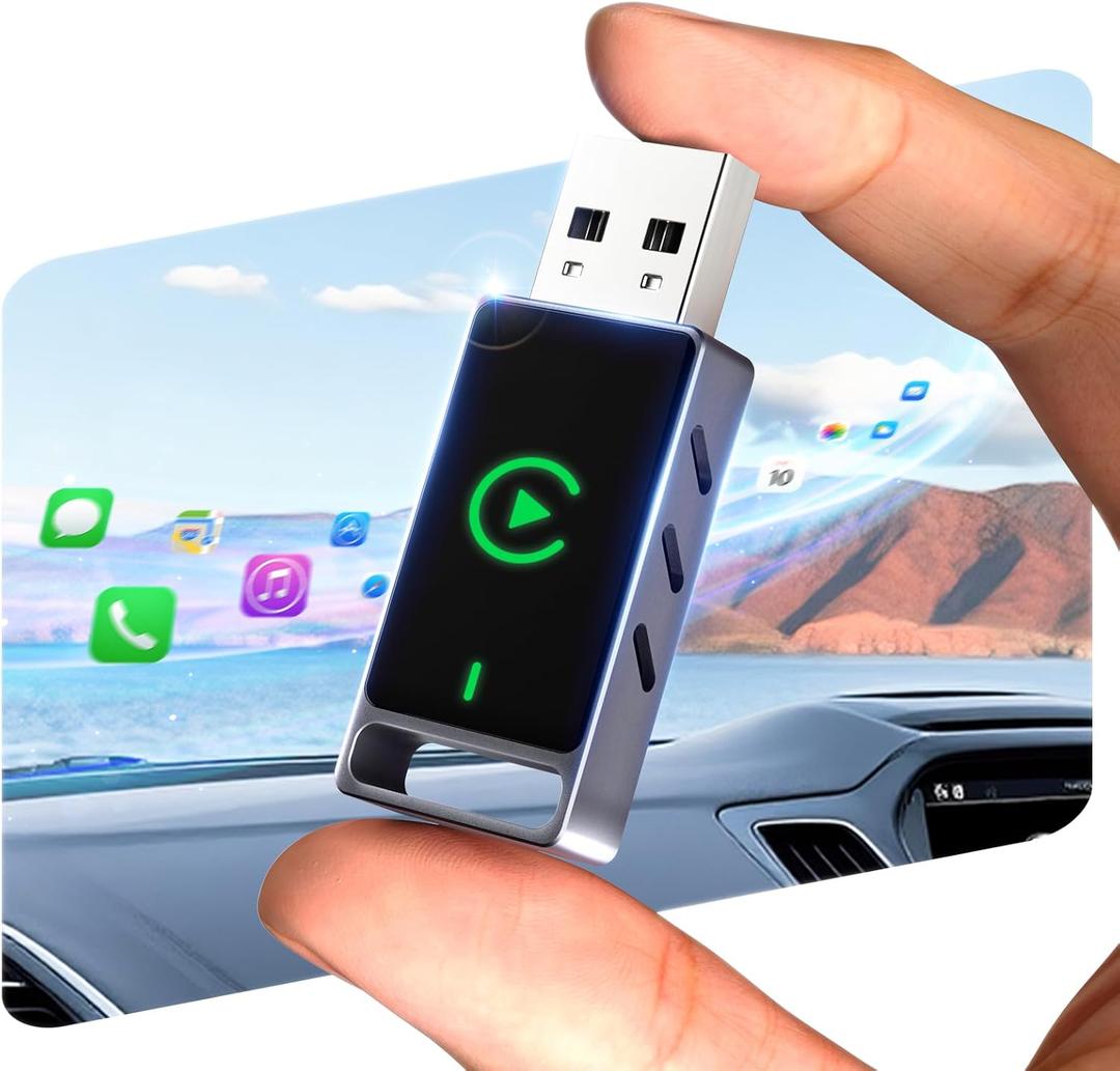 Wireless CarPlay Adapter for iPhone0 Latency Wired to Wireless for Apple CarPlay 3S Connection Adaptable to iOS10+ Version & Cars from 2015+ Mini Size (Bright silver)