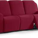 TAOCOCO Recliner Sofa Covers 8-Pieces Stretch Large Couch Covers for 3 Seats Reclining Slipcovers Soft Jacquard Pattern Furniture Protector (Burgundy)