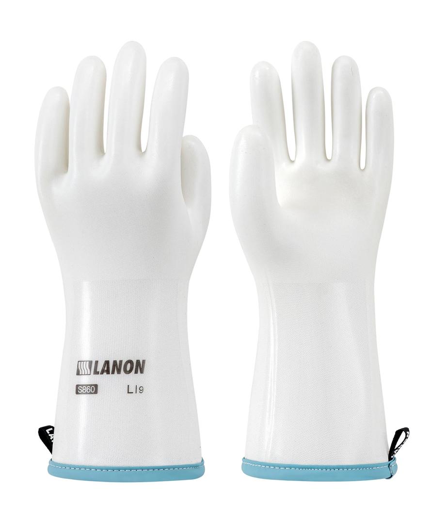 LANON Liquid Silicone Baking Gloves, Heat Resistant Oven Gloves with Fingers, BBQ Gloves Food Grade, Grill Gloves, Oven Mitt, Anti-Slip Grip, White, Medium