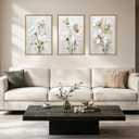 FWIEXA 3D Beige White Floral Canvas Wall Art,Neutral Flower Framed Wall Art Texture,Modern Abstract Botanical Paintings,16x24In Watercolor Minimalist Wildflower Artwork Magnolia Painting for Living Room,Bedroom,Office