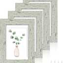 5x7 Picture Frame Set of 4, Made of Real Glass and Sage Green Wooden Frame, 5 by 7 Photo for Wall or Tabletop - Display Picture 4x6 with Mat or 5x7 Without Mat