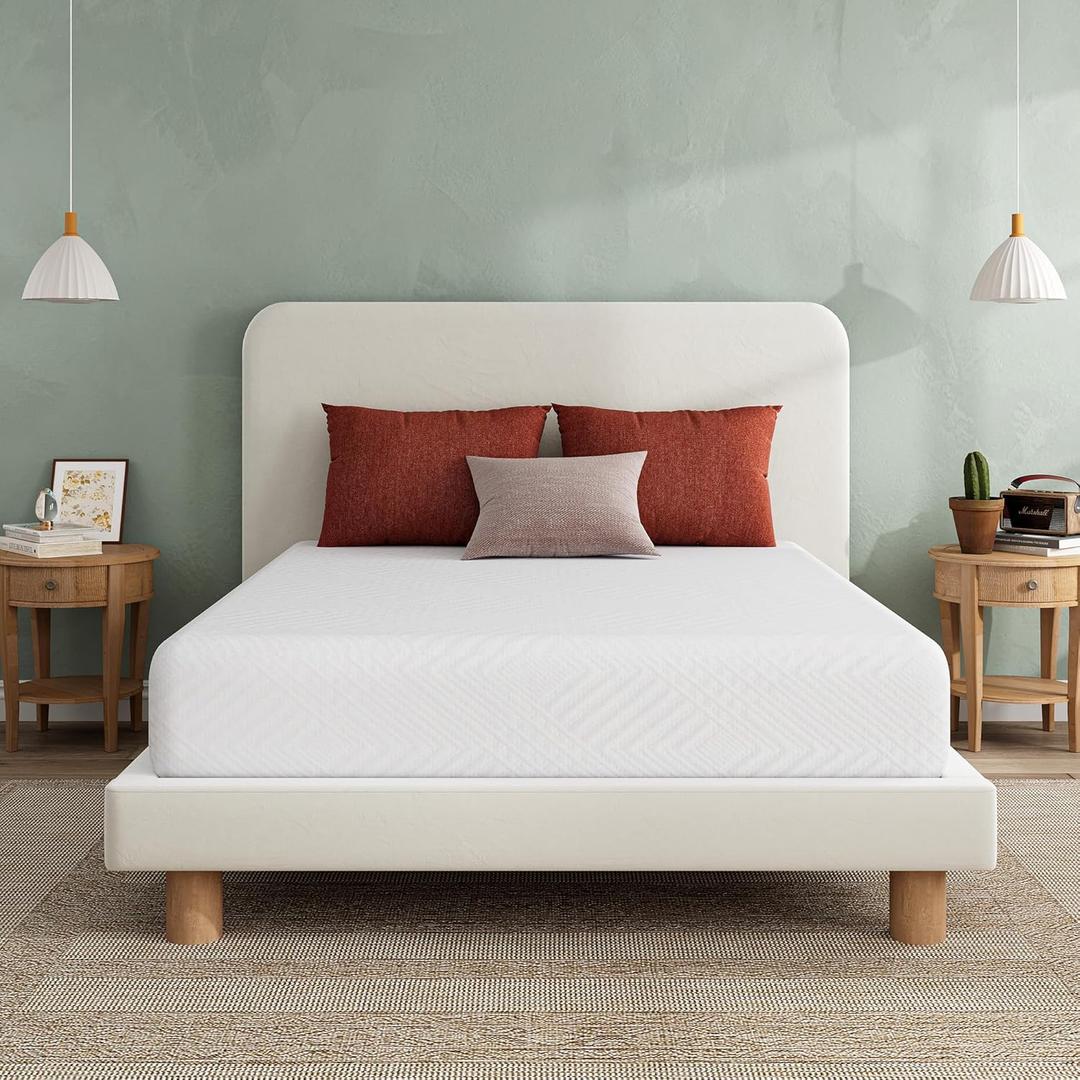 EGO White 12 inch Queen Memory Foam Mattress, Cooling Gel Green Tea Mattress Bed in a Box, Made in USA, CertiPUR-US Certified, Double Mattress, 60"×80", Medium Firm