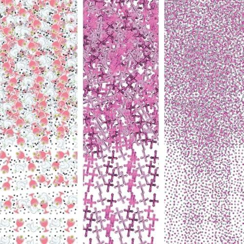 Pack Of 5 Stunning Communion Day Confetti Foil & Paper Blend Pack - 1.2 oz. (1 Pack) - Perfect for Cherishing Holy Celebrations, Pink