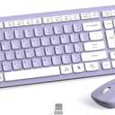 Wireless Keyboard and Mouse Combo, Full-Sized Wireless Keyboard and Adjustable DPI Mouse, 2.4GHz USB Receiver, Silent Keyboard and Mouse for PC, Windows, MAC, Desktop, Laptop (Purple)