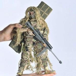 Soldier Action Figure Model, 12 Inch 1/6 Realistic Army Military Police Sniper Soldier Model Set with Accessories Collection Gifts for Adults (Camouflage All Terrain)