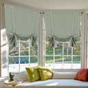 H.VERSAILTEX Solid Blackout Curtain Energy Efficient Tie Up Shades Rod Pocket Panel for Kitchen (Light Sage, 42W x 63L, Set of 2 Panels)