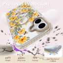 Magnetic for iPhone 16 Case [Compatible with MagSafe] Clear Floral Flower Bee Pattern Design, Slim Shockproof Protective Phone Cover for Women Girls