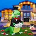 5ft Graduated Doctor Dinosaur Inflatable Decoration, Outdoor Decoration with LED Lights for Yard, Garden, Patio and Lawn