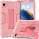 Case for Galaxy Tab A9 8.7 2023 Case, Heavy Duty Hard PC Soft Silicone SM-X110 SM-X115 Shockproof High Impact Protective Case for Samsung A9 8.7 Inch 2023 Rosegold
