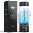 Upgraded Hydrogen Water Bottle Generator Glass, Touch Screen, Leak-Proof Lid, SPE/PEM Tech, Portable Rechargeable Hydrogen Water Bottle for Home Office Travel Fitness Drinking, 14 oz, Black