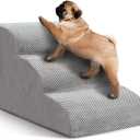 Dog Stairs for Small Dogs, 3 Tiers High Density Foam Dog Ramp, Extra Wide Non-Slip Pet Steps for High Beds Or Couch, Soft Foam Doggie Ladder for Dogs Injured, Older Pets, Small Cats