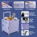Folding Utility Cart Portable Rolling Crate Handcart Shopping Trolley Collapsible Tool Box, with Lid, on Rotate Wheels, for Grocery, Shopping, Office, Teacher, Camp,File (Purple)