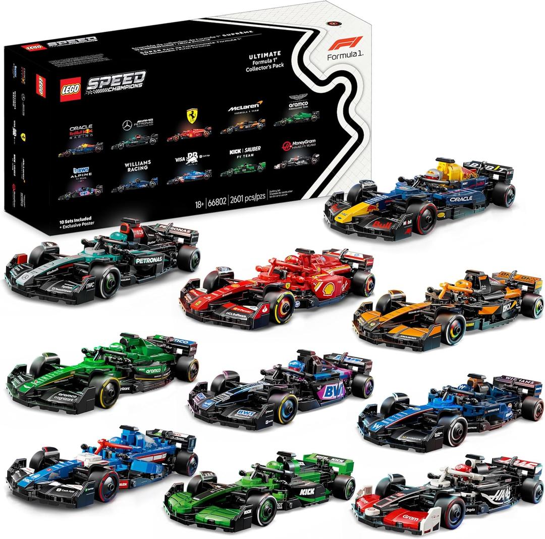 LEGO Speed Champions Ultimate Formula 1 Collector's Pack - Contains 10 Sets in 1 - Includes Exclusive Poster - Collectible F1 Model Car Kit - Gift for Race Car Fans - 66802