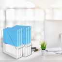 4Pcs Clear Acrylic Magazine File Holder, Plastic Vertical File Folder Storage Magazine Rack Bin, Acrylic Magazine Holder, Desk Document Sorter Organizer for Home Office School Work Desktop Supplies